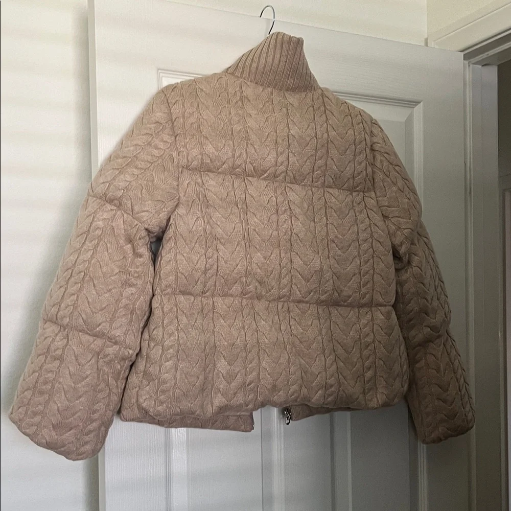 Boston Proper Neutral Ribbed Knit PufferJacket - Picture 5 of 6
